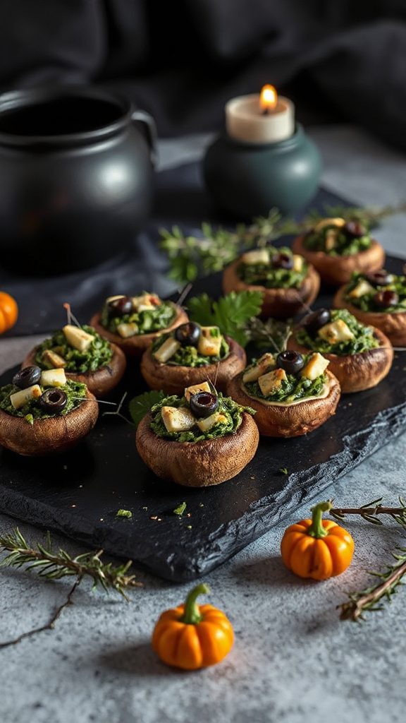 spooky stuffed mushroom appetizer