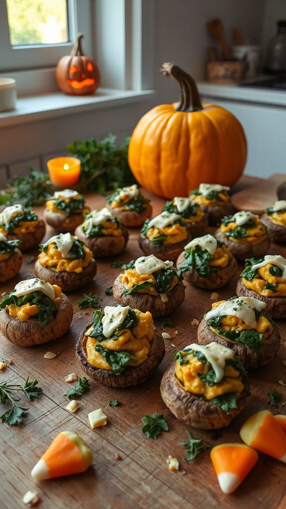 spooky stuffed mushrooms appetizer