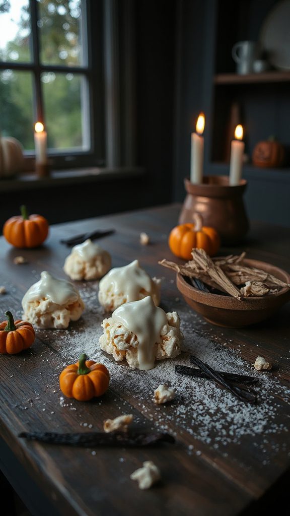 spooky vanilla popcorn balls