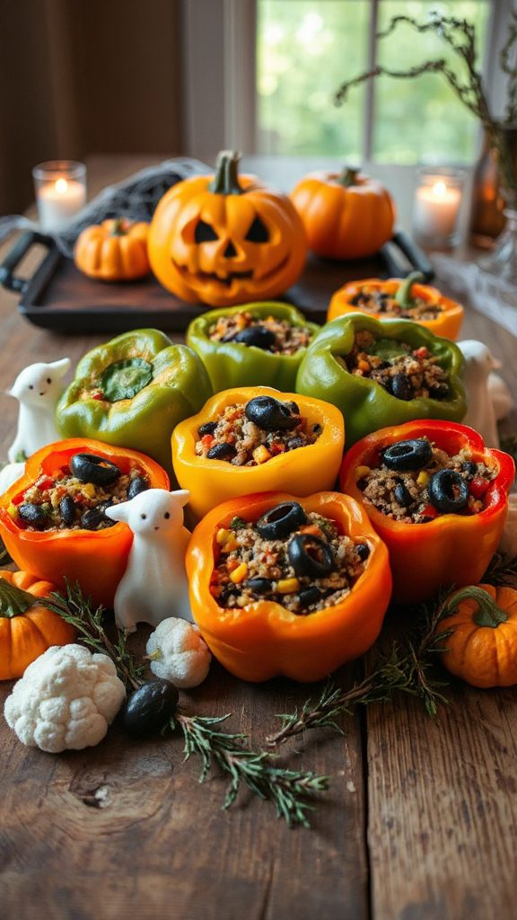 spooky vegan stuffed peppers