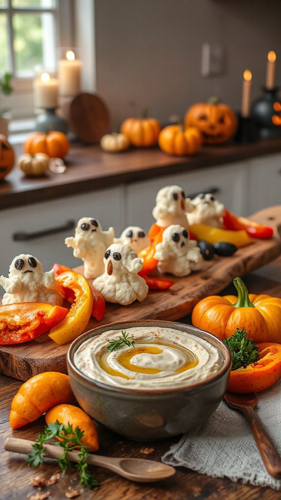 spooky vegetable ghost appetizer