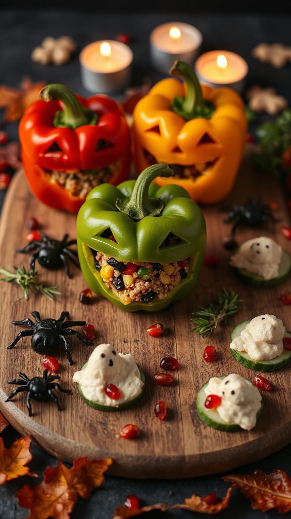 spooky vegetarian stuffed peppers