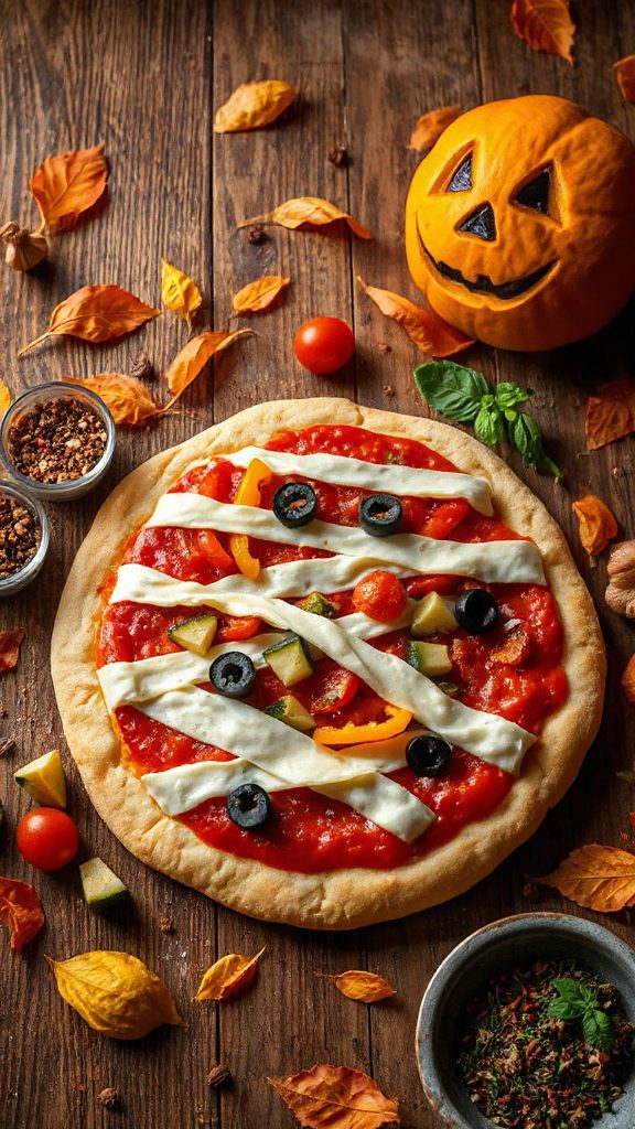 spooky veggie pizza delight