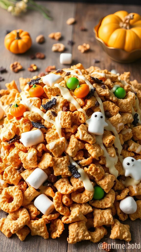 spooky white chocolate chex mix