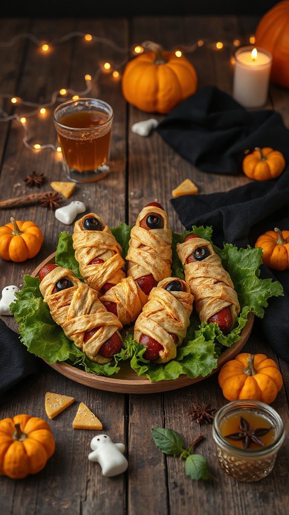 spooky wrapped hot dogs