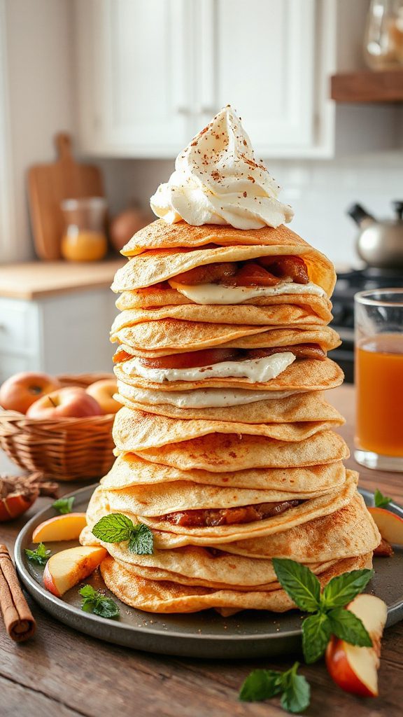 stacked crepe tower dessert