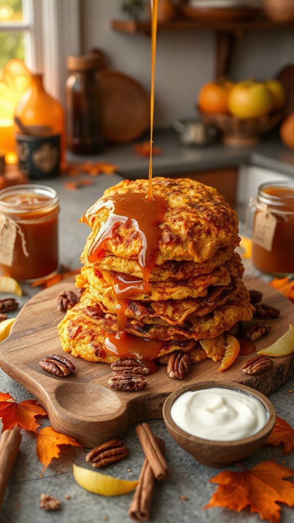 sweet apple cinnamon latkes drizzled
