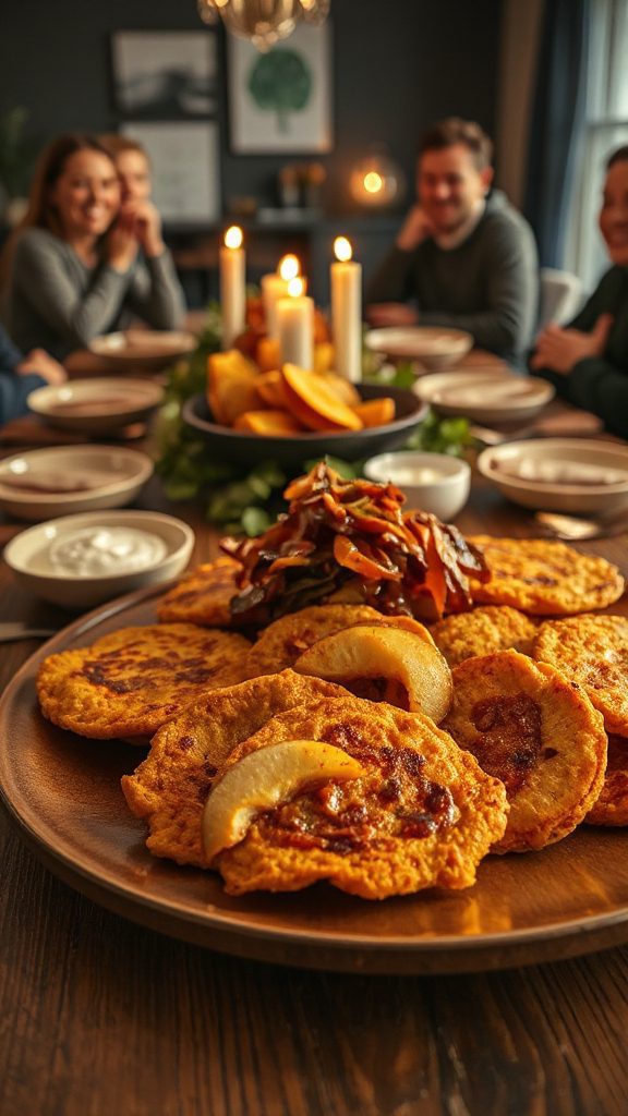 sweet potato latkes topped