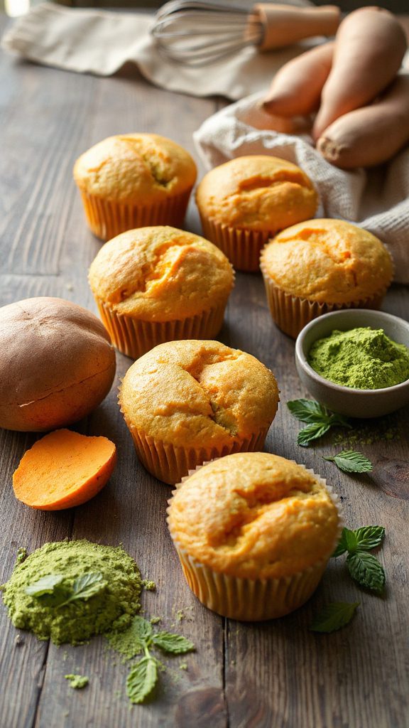 sweet potato matcha muffins