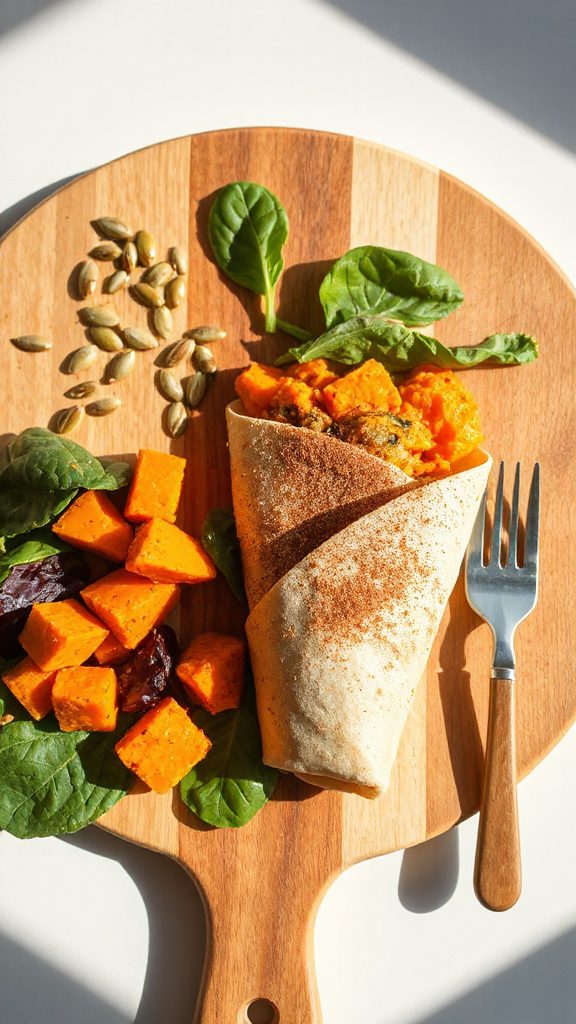 sweet potato pumpkin quinoa wrap