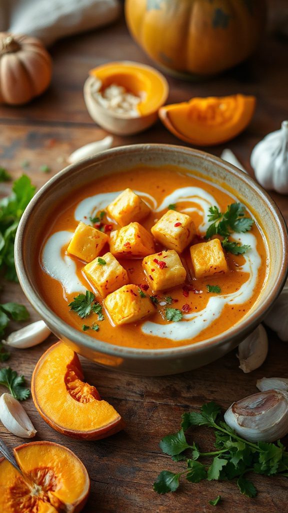 thai tofu pumpkin soup