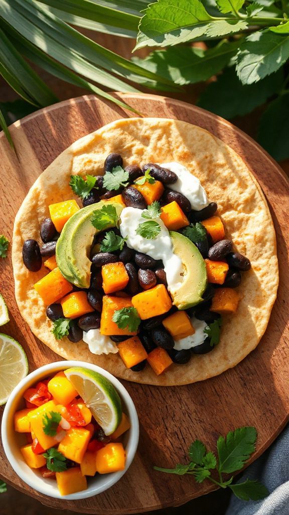 tropical black bean wrap