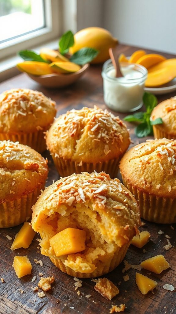 tropical coconut mango muffins