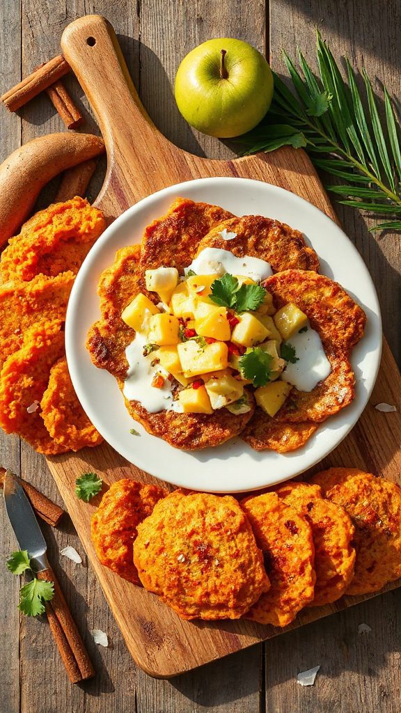 tropical coconut pineapple latkes