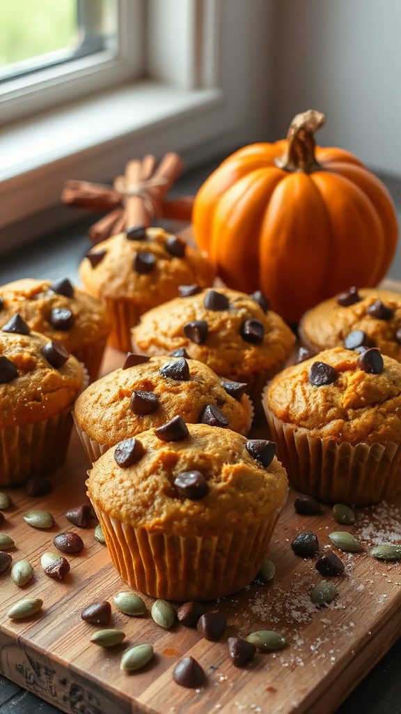 vegan pumpkin chocolate muffins