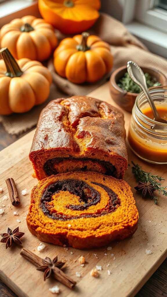 vegan pumpkin swirl bread