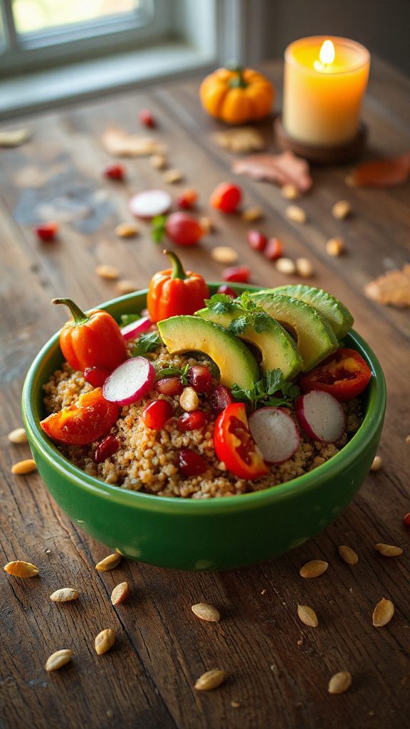 vibrant avocado quinoa bowl