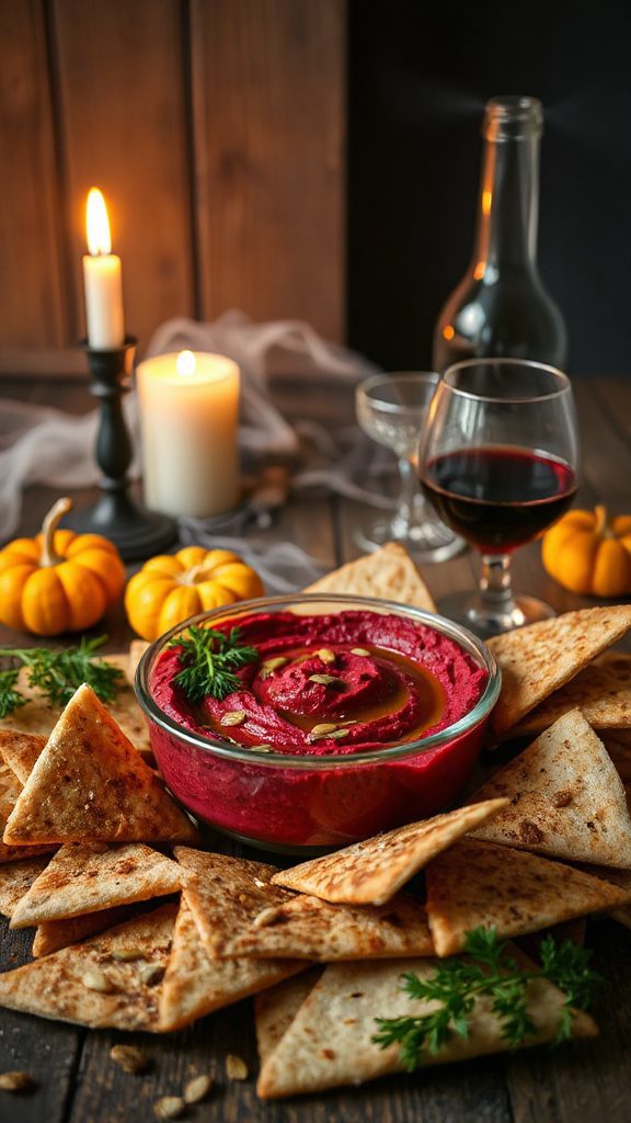 vibrant beet hummus appetizer