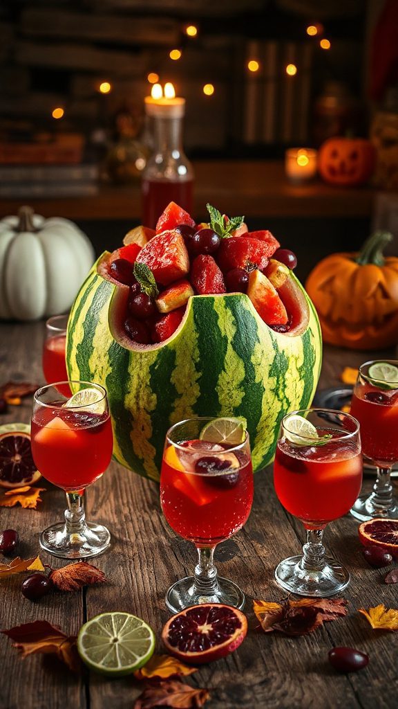vibrant halloween watermelon sangria