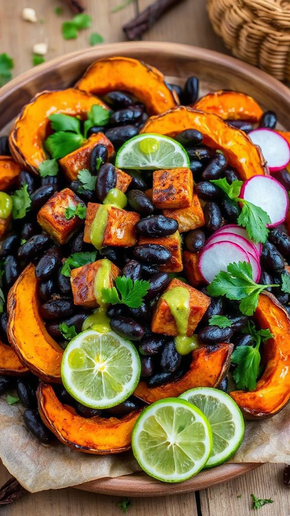 vibrant pumpkin tempeh salad
