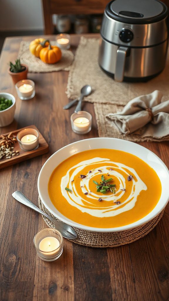 wasabi floral pumpkin soup