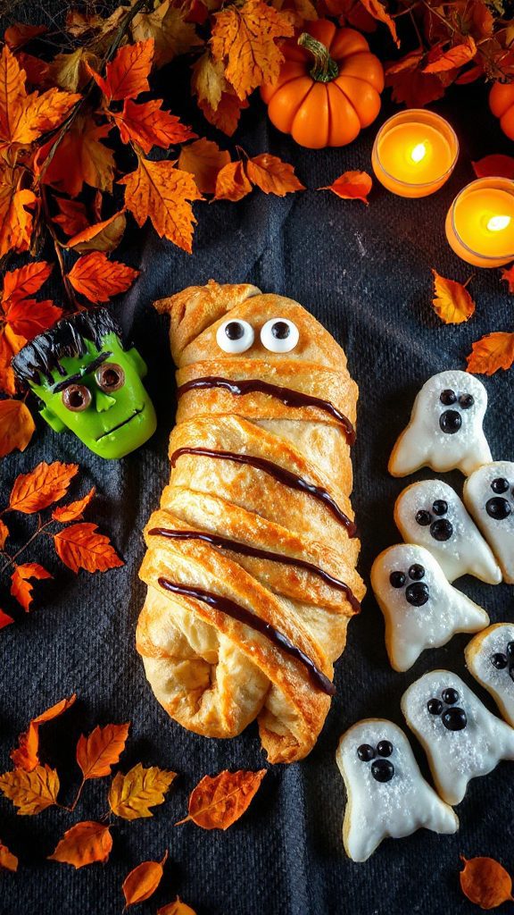 whimsical halloween frankenstein rolls