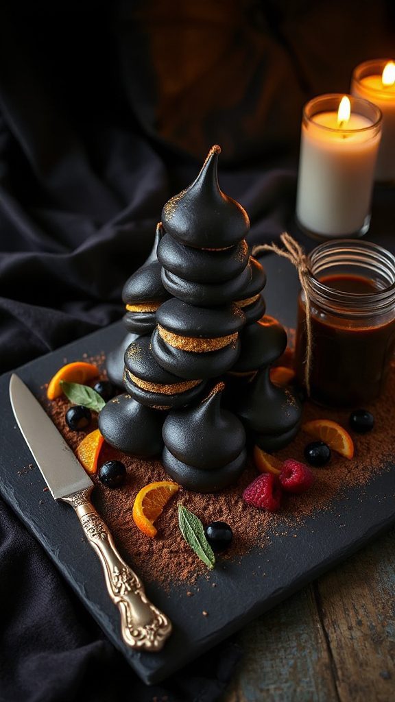 whimsical halloween meringue cookies