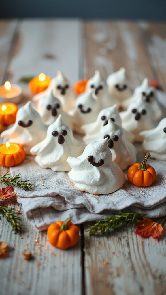 whimsical halloween meringue cookies