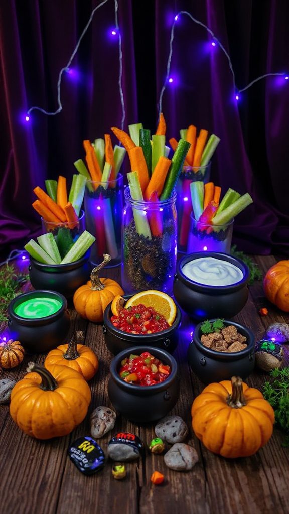 witch themed vegetable snack cups