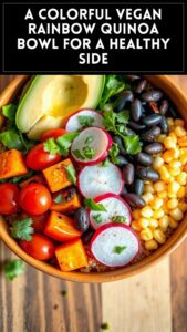 A Colorful Vegan Rainbow Quinoa Bowl for a Healthy Side