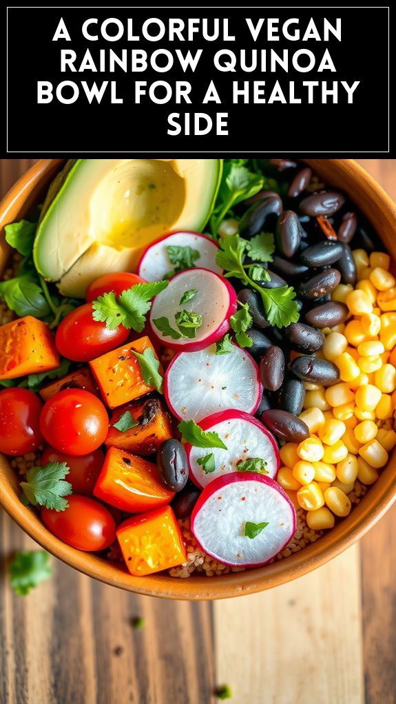 A Colorful Vegan Rainbow Quinoa Bowl for a Healthy Side