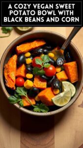 A Cozy Vegan Sweet Potato Bowl With Black Beans and Corn