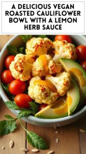 A Delicious Vegan Roasted Cauliflower Bowl With a Lemon Herb Sauce