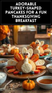 Adorable Turkey-Shaped Pancakes for a Fun Thanksgiving Breakfast