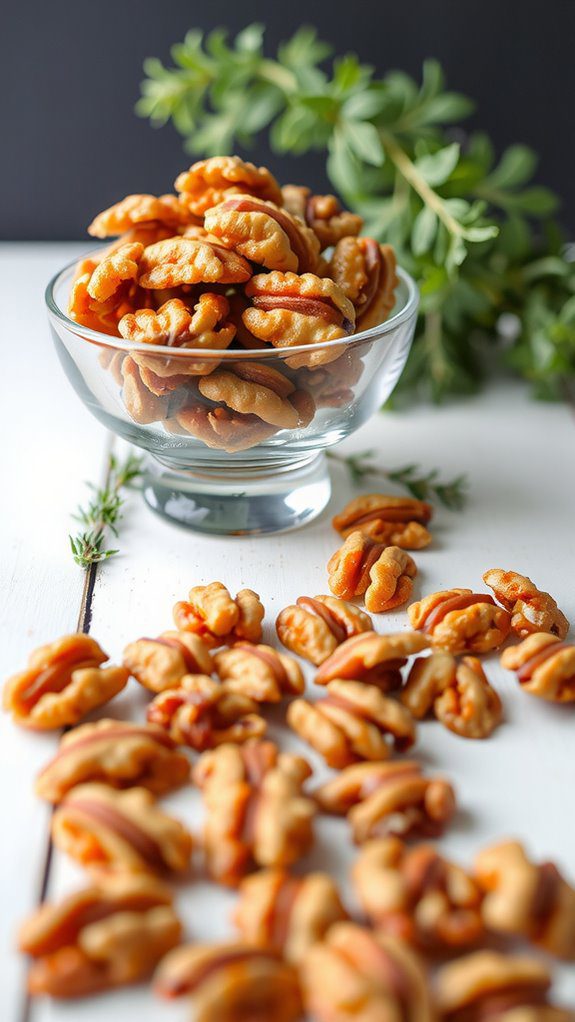 beautifully plated candied walnuts