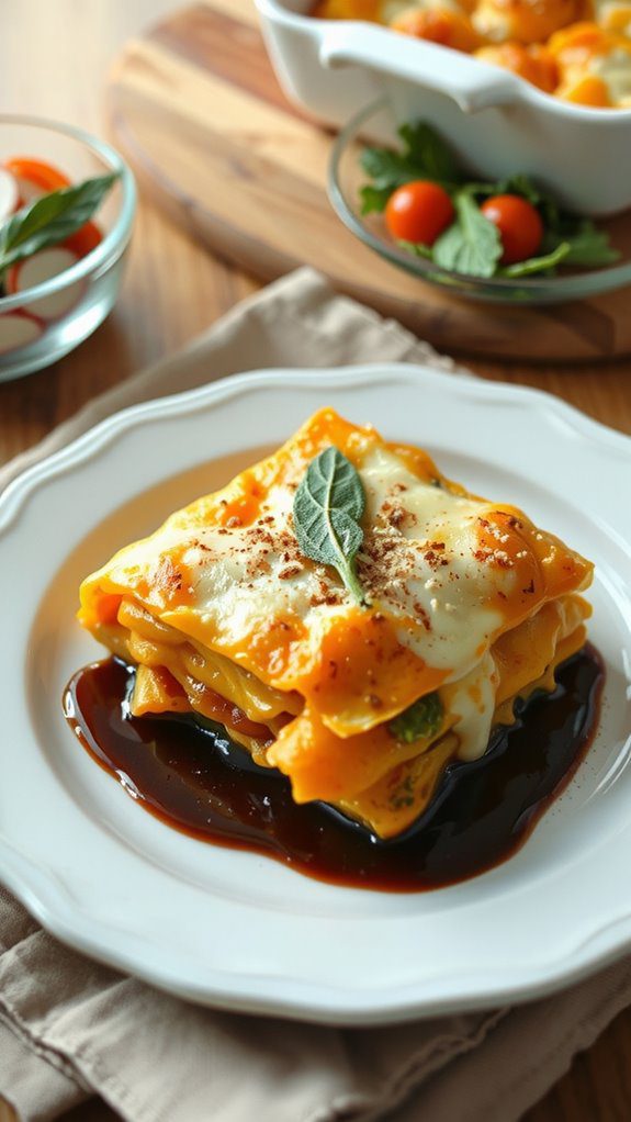 beautifully plated lasagna presentation