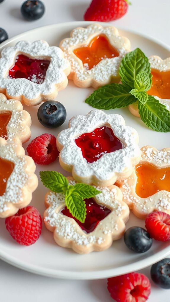 beautifully plated linzer cookies