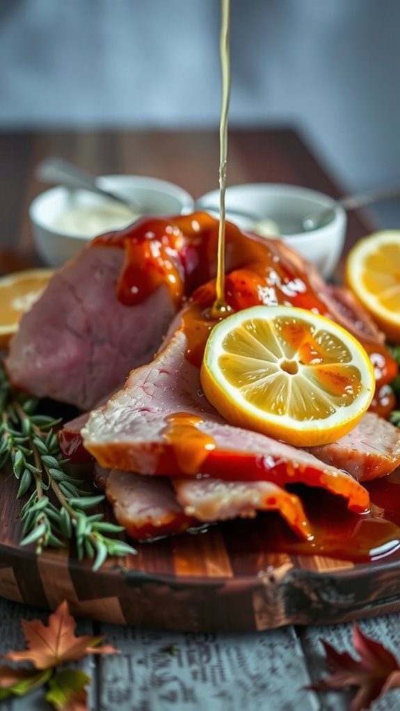 beautifully plated maple ham