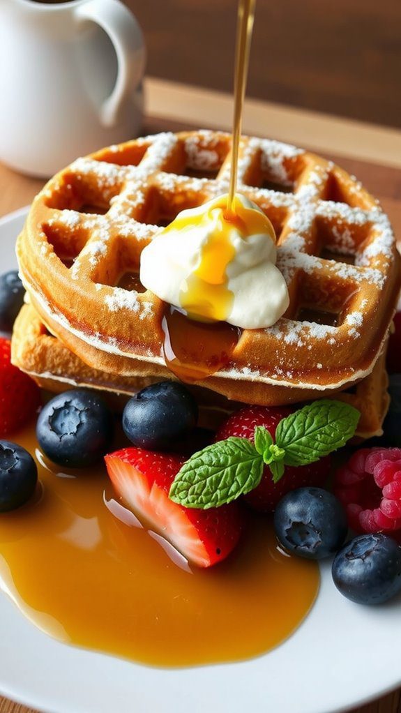 beautifully plated sweet waffles