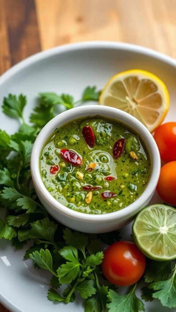 chimichurri vibrant sauce presentation