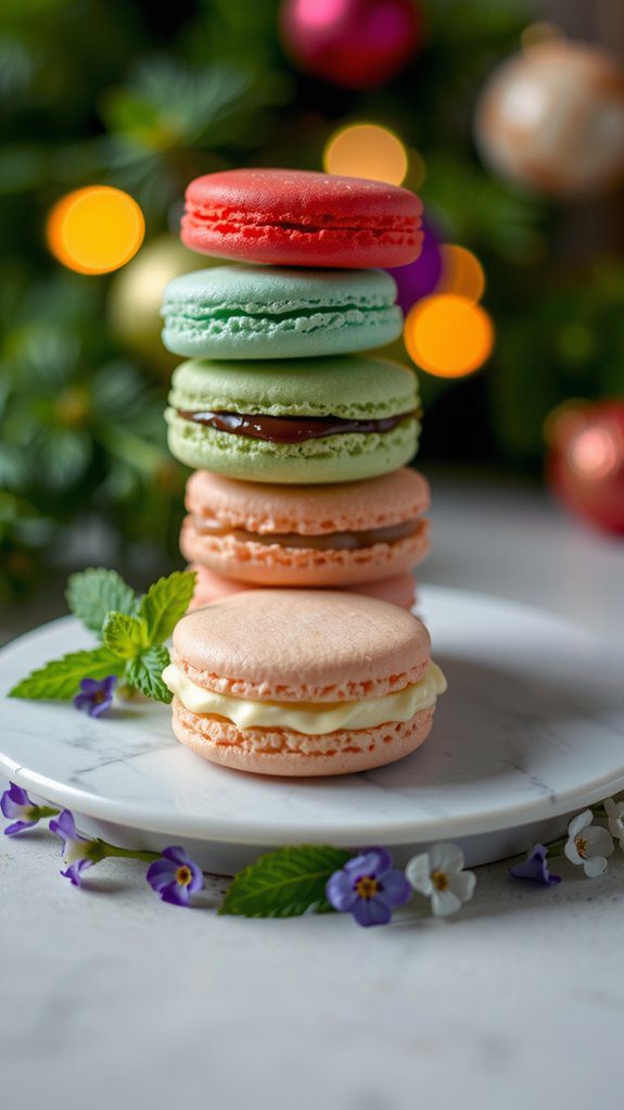 colorful layered macaroon display