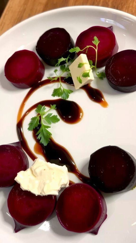 contrast arrangement drizzle garnish