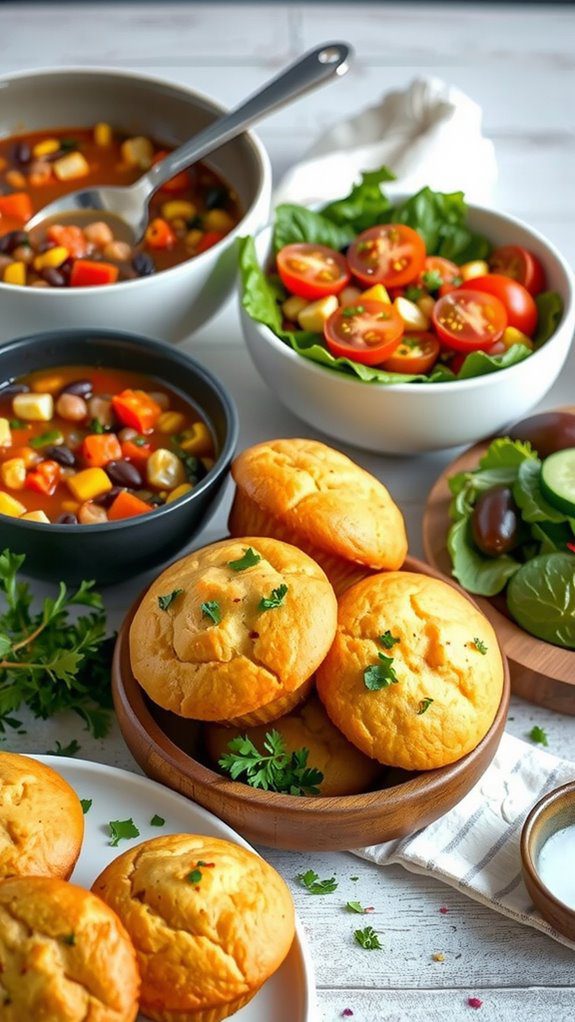 cornbread muffins with chili