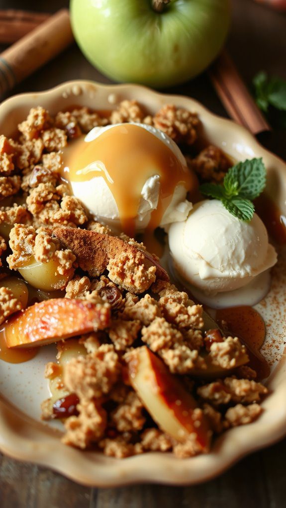 cozy apple crisp presentation