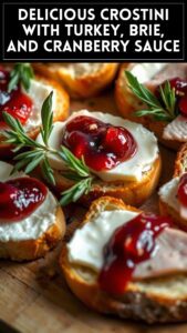 Delicious Crostini With Turkey, Brie, and Cranberry Sauce