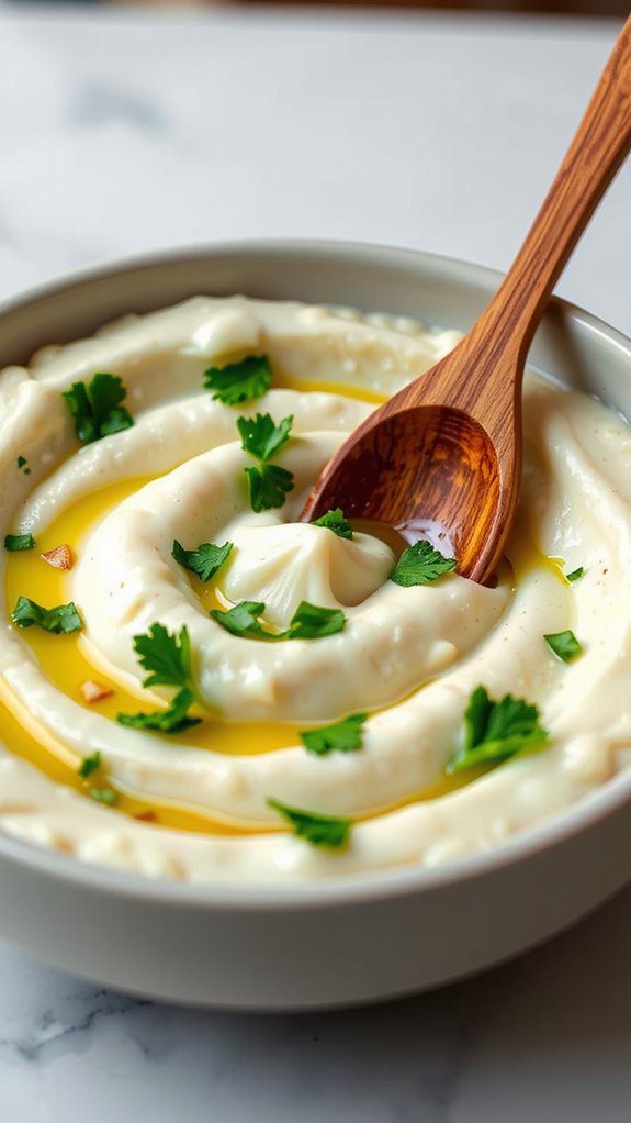 elegant garlic infused cauliflower mash