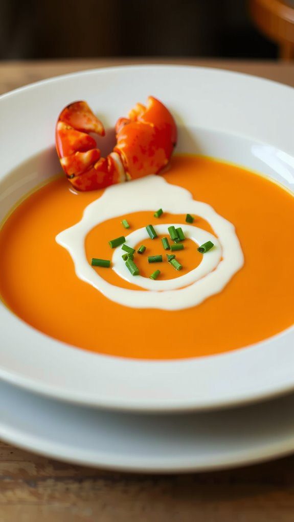 elegant lobster bisque presentation