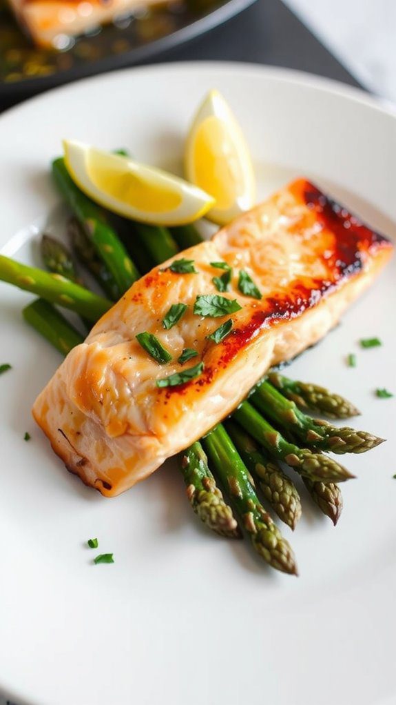 elegant salmon asparagus presentation