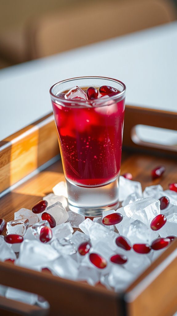 elevated pomegranate vodka presentation