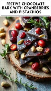 Festive Chocolate Bark With Cranberries and Pistachios